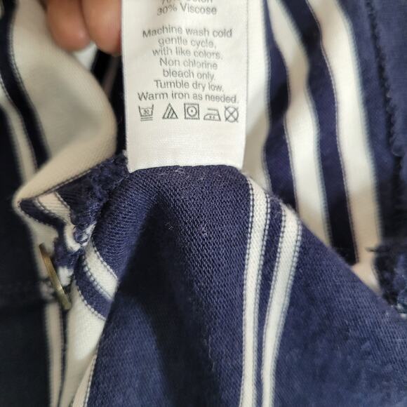 J.crew Women's Dress White with Navy Striped Scop Neck Sleeveless Dress Size XL - Picture 7 of 10